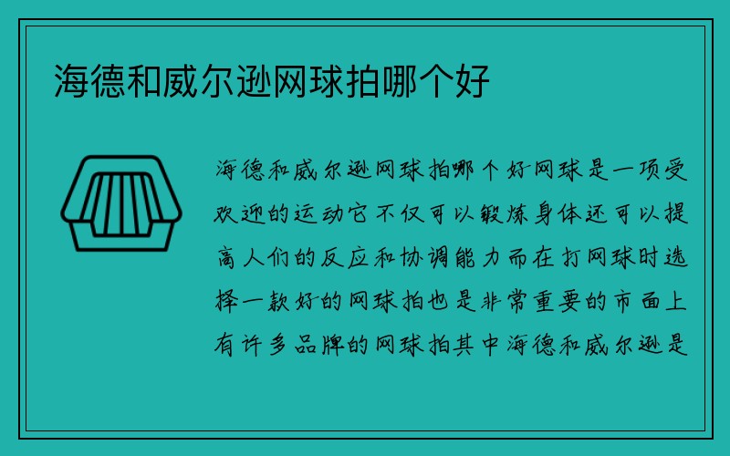 海德和威尔逊网球拍哪个好