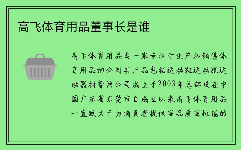 高飞体育用品董事长是谁