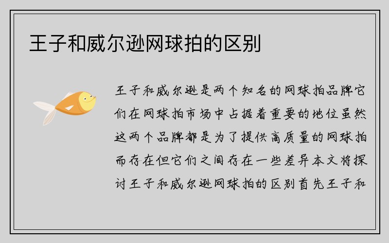 王子和威尔逊网球拍的区别