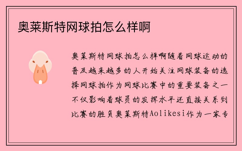 奥莱斯特网球拍怎么样啊